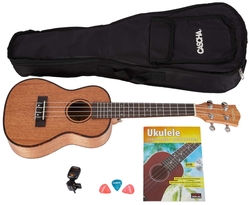 CASCHA HH 2036 Concert Mahogany Ukulele Bundle