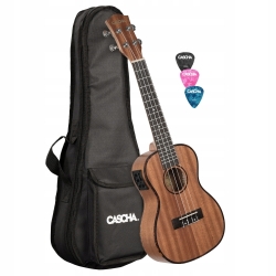Cascha HH 2035E Concert Mahogany Ukulele Set EQ